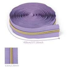 Bộ 5 khóa kéo nylon 177 inch + 5 đầu kéo, thích hợp để thay thế khóa kéo tự chế cho hành lý. - dây kéo màu - Xem 5