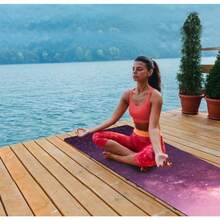 nuveti Alfombrilla de yoga de viaje impresa de 1/16 pulgadas de grosor antideslizante con bolsa de transporte plegable ligera de gamuza y goma natural para yoga pilates y fitness 72 pulgadas de largo x 24 pulgadas de ancho x 1.5 mm - CanLanXingKong - Ver 5