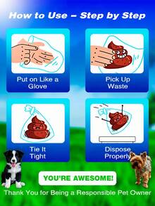 1 Roll/15pcs, 6 Rolls/90pcs, 8 Rolls/120pcs, 10 Rolls/150pcs, 20 Rolls/300pcs, 30 Rolls/450pcs Pet Waste Bags, Dog Poop Bags, Leak-Proof And Convenient Dog Outdoor Waste Cleanup Bags, Easy To Clean - Multicolor - View 8