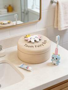 Wooden Baby Tooth Storage Box, Cute Tooth Fairy Design, Baby Tooth Keepsake Box, Children Growth Memory Storage Box, Suitable For Birthday & Christmas Gift - Multicolor - View 7