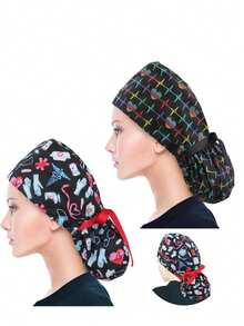 Mũ phẫu thuật dành cho nữ, mũ phẫu thuật buộc tóc đuôi ngựa dành cho nữ có nút và dây buộc ruy băng, mũ điều dưỡng có thể điều chỉnh kích cỡ, thích hợp cho ngày Valentine. - nhiều màu - Xem 4