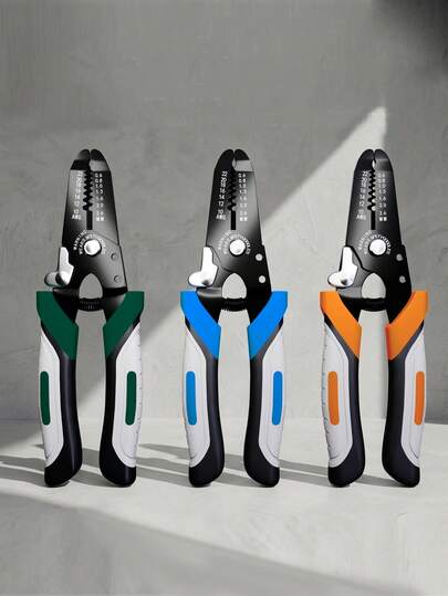 1件装剥线钳，剥线、剪线，多种孔径可选，弹簧手柄，小巧便携，符合人体工学手柄，适用于家庭安装和维修，电工专用