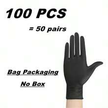 100/50/20 Pairs Black Nitrile Disposable Gloves, Thickened Textured Cleaning Gloves For Kitchen, Home, Mechanic, Tattoo - Multicolor - View 21