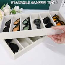 Velvet Fashion Glasses Organizer - Multifunctional Glasses, Jewelry (Rings, Necklaces, Bracelets, Watches) Storage Tray, Unisex - Beige - View 10