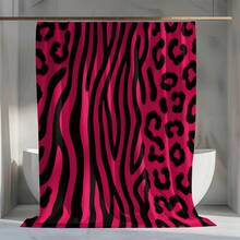 1pc Geometric Leopard Print Shower Curtain, High Quality Home Decor Curtain, Modern Versatile Bathroom Matching, All Season Shower Curtain With 12 Hooks - S2259 - View 6