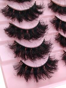 10 Pairs 8D Fluffy False Eyelashes Wispy Volume Lashes 3D Volume Strip Lashes D Curl False Eyelashes Thick Fake Eyelash Soft Curly Eyelashes - Black - View 5