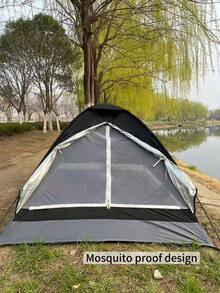 1pc Large Straight Door 2-3 Person Silver-Coated Camping Tent, Easy Assembly, Foldable, Storable, Mosquito-Proof With Mesh, Suitable For Outdoor Camping, Park Picnic, Fishing, Home Use, Sun Shelter - B - View 7