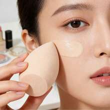 1pc Fashionable Large Pink Makeup Sponge, Made Of Skin-Friendly Hydrating Material, Quickly Expands When Wet, Suitable For Gentle Makeup Application, Reusable, Non-Shedding, High Density & Elasticity, Ideal Makeup Tool - Khaki - View 5