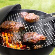 Round Portable Charcoal BBQ Grill With Lid, Large Capacity Cooking Grate Home, Camping & Outdoor Parties - Black - View 2