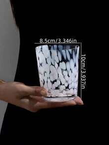 1 chiếc cốc thủy tinh in họa tiết mực loang màu, độc đáo, sáng tạo, chất lượng cao, thích hợp đựng cà phê latte/sữa/nước ép, dùng trong nhà hàng, phòng khách, quán cà phê, tiệc tùng. - trắng - Xem 2