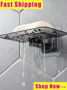 1pc Transparent Self-Adhesive Wall-Mounted Punch-Free Plastic Soap Dish For Bathroom - Multicolor - View 2