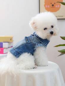 PETCIRCLE 1件宠物衣服,狗狗服装,小型犬两腿外套,时尚外套 - 藍色 - 查看 4