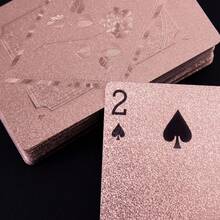 豪华防水扑克牌 - 魔术和派对娱乐的理想之选，采用PVC材质，适合派对、创意玩具、纸牌和扑克系列、德州扑克 - 玫瑰金 - 查看 6