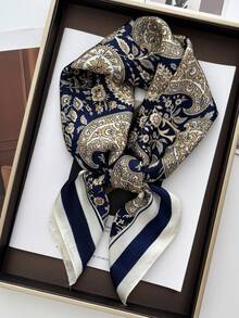 26.77 英寸（68 厘米）仿丝印花方巾，女士时尚透气多功能头巾/颈巾配饰，1 条装 - 彩色 - 查看 5