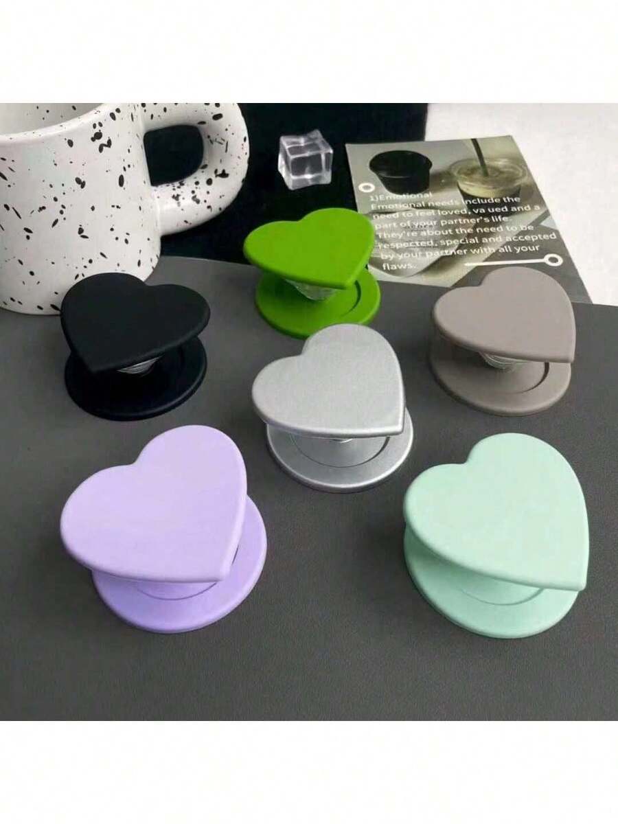 Heart-Shaped Telescopic 1 Set Bestselling Matte Solid Color Silicone MagSafe Magnetic Phone Holder Super Strong Adsorption Desktop Air Cushion For Women Spring Gift - Multicolor - View 1