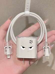 5件套愤怒表情TPU极简保护壳套装，兼容苹果20W快充、数据线、14 Pro Max - 彩色 - 查看 2