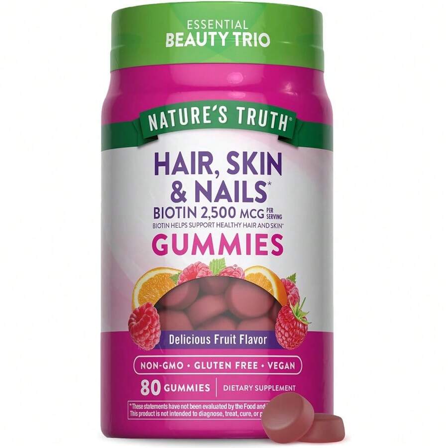 Nature's Bounty Hair Skin And Nails| 80 Count | 2500mcg Of Biotin | Vegan, Non-GMO, Gluten Free Supplement | Vitamin For Women & Men - 80 片裝(1 包) - 查看 1