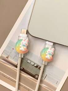 2个透明棒棒糖造型USB数据线保护套，20W通用Type-C安卓充电线礼品 - 彩色 - 查看 3