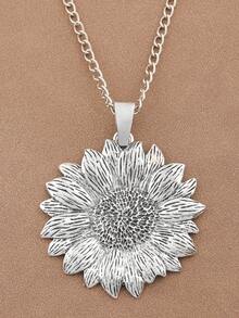 1件哑光金/银色极简向日葵合金吊坠项链，适合女士日常佩戴，链长24英寸+2英寸延长链 - 彩色 - 查看 8