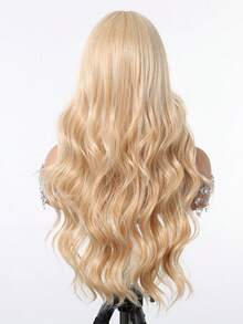 28 Inch Ash Blonde Long Body Wave Wig, Middle Part Synthetic Hair Wig, High Density Natural Looking Fake Hair For Cosplay Halloween Daily Use - Gold - View 6
