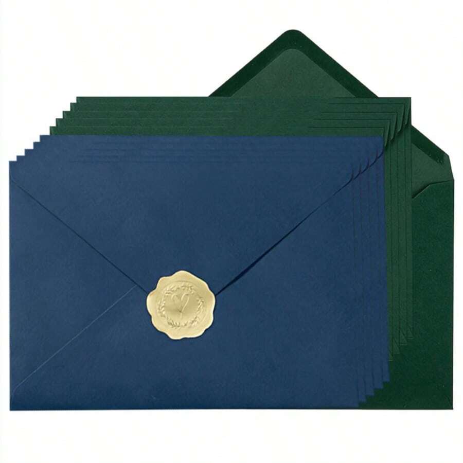 10/30/50Pcs Stylish Premium V-Flap Envelopes Suitable For Parties, Weddings, Thank You Notes, Invitations, And Business Mailings, Including 50 Envelopes And 2 Stickers, Measuring 18.39X13.31 Cm With A Weight Of 120GSM - A - View 1