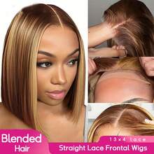 PQL 13x4 Full Frontal Real HD Lace Wigs Invisible HD Lace Frontal Wigs Glueless Human Blended Hair Wig 200% Density Blended Hair Pre Plucked Bleached Knots Straight Blended Hair Wigs 5x5 Pre Cut Glueless Wear And Go For Women 28 Inch Pre Plucked HD Lace Frontal Wig With Baby Hair Natural Black - SP4/27 - View 2