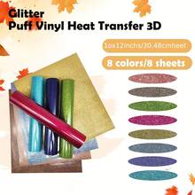 8 miếng decal chuyển nhiệt nhũ lấp lánh kích thước 12" x 10" dùng cho vải, decal chuyển nhiệt nhũ lấp lánh - Xốp kim tuyến có 8 màu - Xem 3