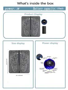 AXH 可折叠足部按摩器、电动足部按摩垫、肌肉刺激按摩器 - 黑色 - 查看 8