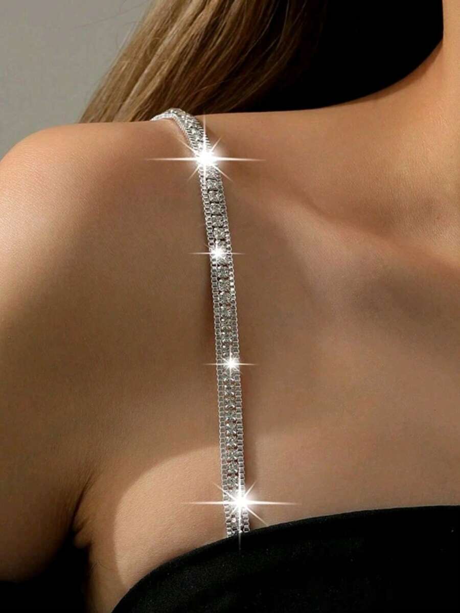 2pcs/Pair Rhinestone Women's Bra Straps Metal Backless Bra Straps - Silver - View 1