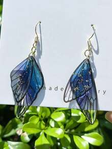 1 Đôi bông tai hình cánh bướm bằng nhựa tối giản thời trang, trang sức hình cánh bướm thủ công, bông tai vàng cỡ lớn, quà tặng sinh nhật và ngày Valentine. - A - Xem 11