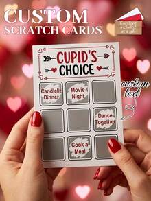 Thẻ cào Cupid's Choice tùy chỉnh, Thẻ cào hẹn hò cá nhân hóa, Trò chơi cào Ngày Valentine với văn bản tùy chỉnh, Thẻ cào cặp đôi lãng mạn, Giấy, In văn bản tùy chỉnh, Bền, Có phong bì, Dành cho các cặp đôi, Người yêu, Ngày Valentine, Kỷ niệm, Hẹn hò, Quà tặng Valentine, Quà tặng kỷ niệm, Trò chơi hẹn hò, Tiệc Valentine, Hoạt động hẹn hò, Ngày Valentine, Kỷ niệm, Sinh nhật - Mảnh duy nhất - Xem 13