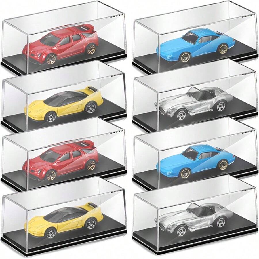 8个1/64比例展示柜模型车,4.17 x 1.81 x 1.81英寸透明塑料汽车玩具收纳收藏品 - 8pcs 汽車模型 收藏展示盒 - 查看 1