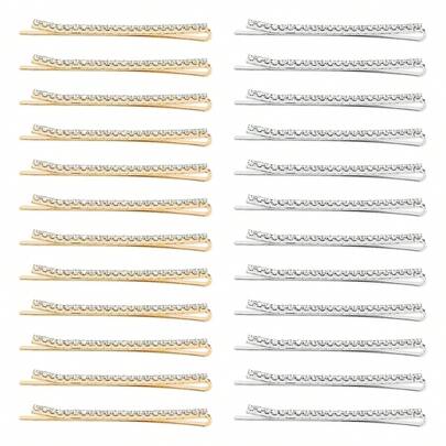 12pcs Silver Crystal Rhinestone Hair Clips, Shiny Geometric Pattern Hair Accessories, Stainless Steel