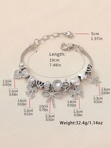 1pc Luxury Handmade Crystal Bowknot Star Note Adjustable Copper Bracelet, Suitable For Gift, Bar, Nightclub, Travel, Party, Daily Wear - Multicolor - View 2