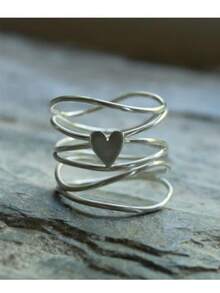 Anillos de amor transformables con empaque de plata de moda, accesorios elegantes creativos para uso diario y de fiesta, regalo de Navidad - Plateado - Ver 1