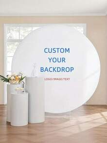 Customizable Round Photo Backdrop, Decorated With Elegant Pink Satin Ribbon And Bow - Ideal For Decorating Wedding Arches, Entryways And Gardens. Perfect For Weddings, Birthdays, Valentine's Day, New Year And Spring Celebrations, With 2D Flat Design. - Multicolor 03 - View 1