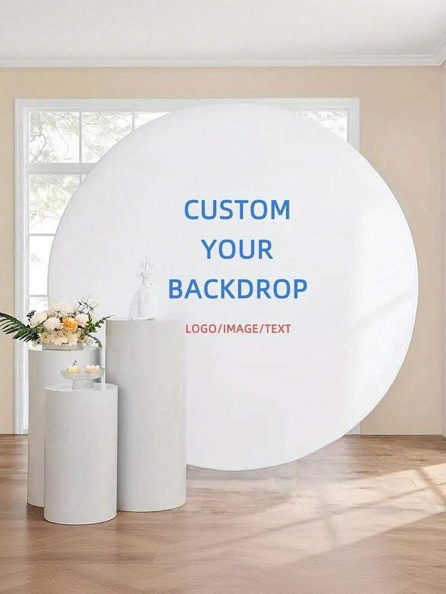 Customizable Round Photo Backdrop, Decorated With Elegant Pink Satin Ribbon And Bow - Ideal For Decorating Wedding Arches, Entryways And Gardens. Perfect For Weddings, Birthdays, Valentine's Day, New Year And Spring Celebrations, With 2D Flat Design. - Multicolor 03 - View 1