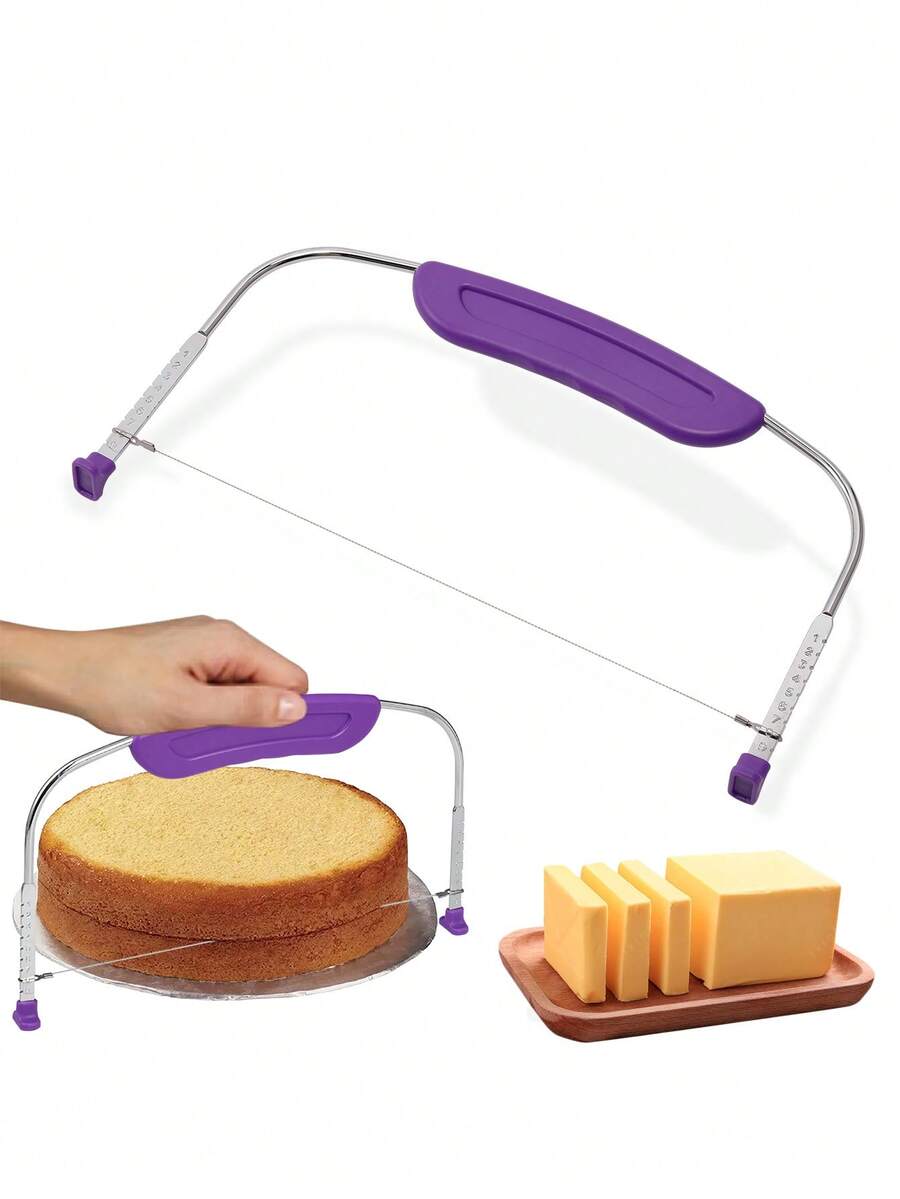 1PC Multi-Function Stainless Steel Cake Slicer, Mousse Cake Horizontal Slicing Knife, Easily Cut Even Cake Slices, Baking Layer Slicer, Adjustable Scale, Can Cut Cheese And Cream, 8 Inch 10 Inch Universal, Non-Stick Flat Tooth Design, Suitable For Home And Commercial Use - Multicolor - View 1