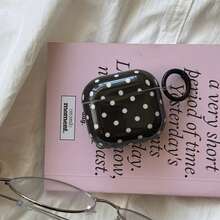 极简黑色波点吊坠耳机保护套,兼容 Pro 3、新款 Pro 2、可爱 Apple 4 极简 3,女士个性化半耳机保护套 - 黑色 - 查看 9