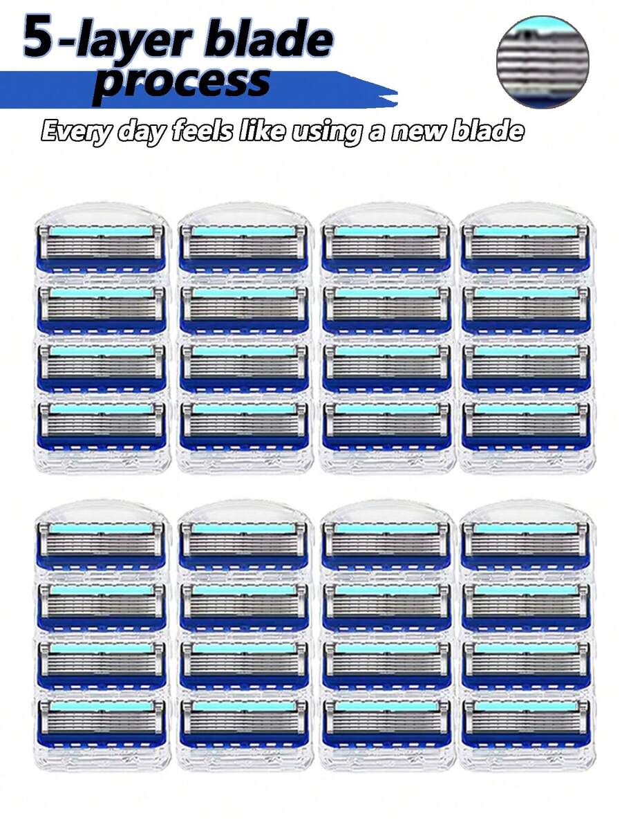 Men's Manual Safety Shaver, Containing 5 Layers Of Stainless Steel Washable And Replaceable Blades, Smooth Shaving, Men's Shaver Set - Safety Razor - View 1