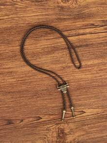 1件美式西部牛仔风格金属扣衬衫配饰，欧美风波洛领带配迷你牛头图案 - 彩色 - 查看 7