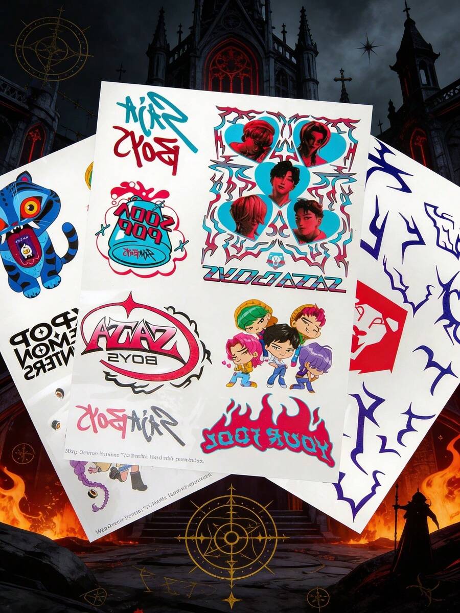 Bộ 1 miếng dán hình xăm Kpop Demon Hunters được cấp phép chính thức, hình ảnh nhân vật quỷ AZAZ, đồ họa độc đáo, quà tặng sinh nhật, Netflix - A - Xem 1