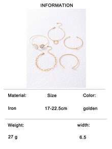 imoli 5pcs/Set Fashionable Minimalist Geometric Resin Plate Heart & Triangle Bracelet Set, Jewelry Gift Suitable For Women Summer Vacation - 21601-g - View 10