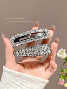 2pcs Rhinestone Hair Clips, Bangs Clips, Side Bangs Clips, Water Drop Hair Clips,Summer,Holiday,Travel - Multicolor - View 3