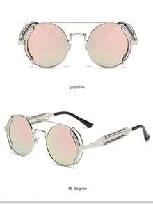 1副男士圆形金属蒸汽朋克未来主义时尚眼镜，适合音乐节和日常穿搭 - 圓形 - 查看 19