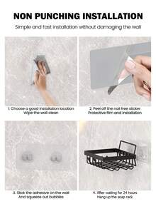 1/2 khay đựng xà phòng nhà tắm, giá đỡ xà phòng hình chữ nhật treo tường có lỗ thoát nước, thiết kế dễ thoát nước, không cần khoan, phụ kiện nhà tắm - Nhiều màu - Xem 11