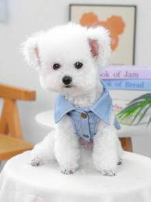 PETCIRCLE 1 chiếc quần áo cho thú cưng, áo khoác cho chó, áo khoác mùa xuân/hè mới thoáng khí không bí bách cho chó nhỏ, áo khoác thêu họa tiết cho chó nhỏ - Áo khoác Wild Coat - Màu xanh lam - Xem 4