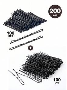 200件組髮夾套裝附收納盒，金屬髮夾，女士髮飾，法式U型髮夾（黑色/棕色/金色/銀色），抓夾，髮箍，頭飾，適合夏季、度假、旅行、節慶、派對 - 雙混套裝-A - 查看 5