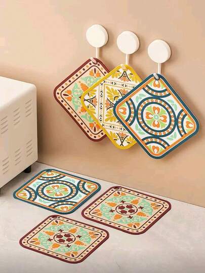 Retro Heat Insulation Pad, PVC Anti-Scald Dining Table Mat, Waterproof Oil-Proof High-End Placemat