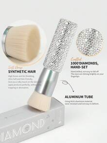 DUcare Ultra-Glam Diamond-Studded Makeup Brush – Premium Face Foundation Brush With Stunning Crystal-Encased Handle For A Luxe, Sparkling Beauty Experience, High-End Face Makeup Tool High-Coverage & Photo-Ready Finish - Silver - View 4
